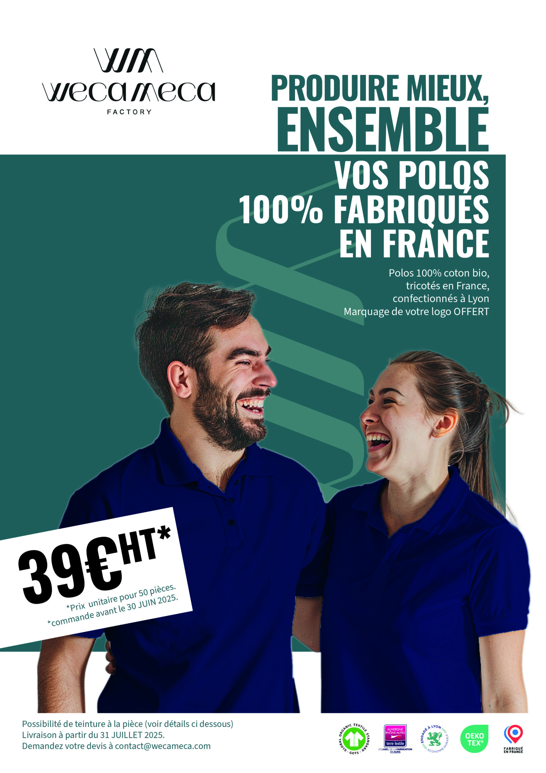 Polos personnalisés en coton bio fabriqués en France – Wecameca